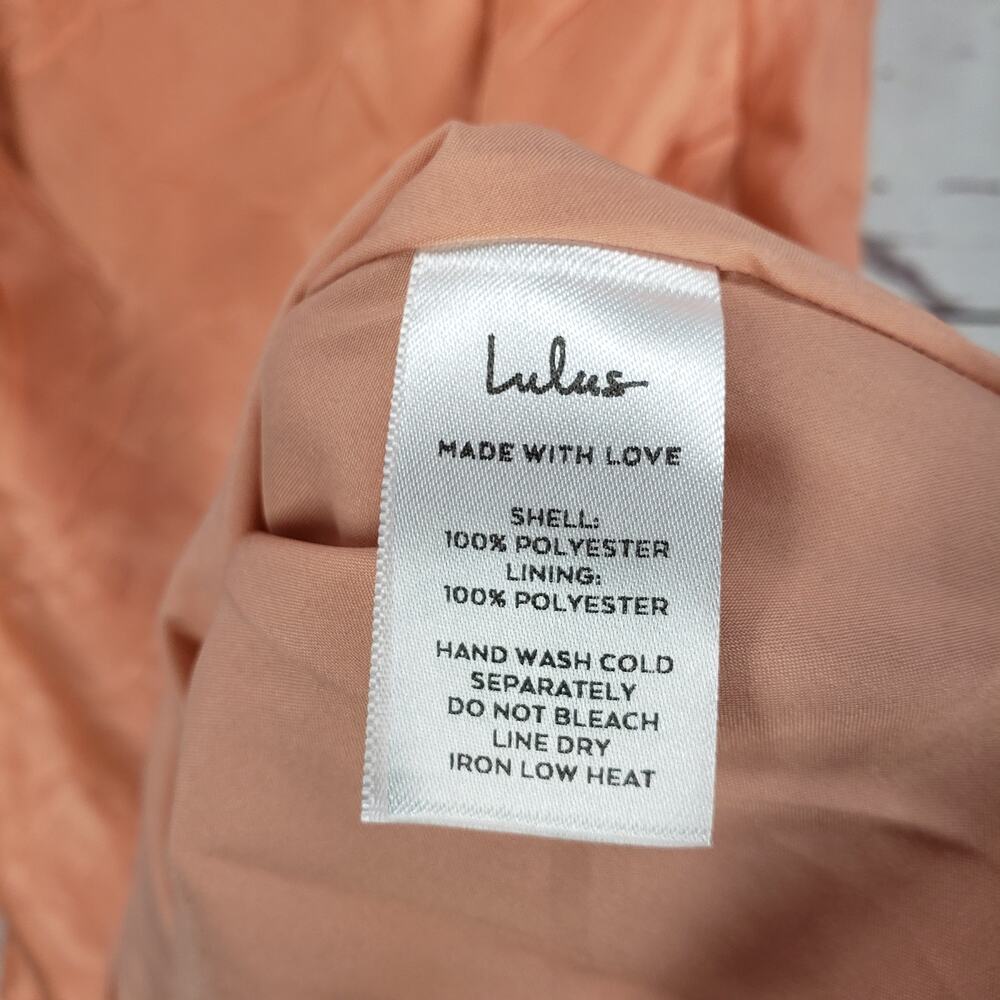 Lulus New Women's Peach Orange Crinkle Satin Mini Slip Dress Size M - Picture 8 of 12